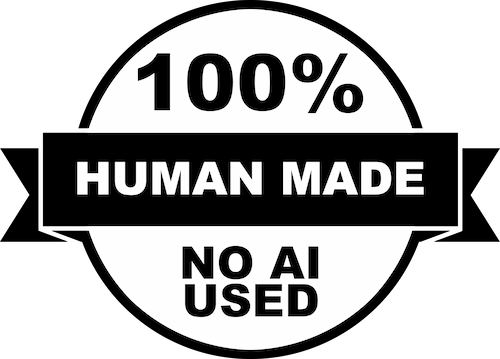 A logo declaring that this content is 100% human made, no AI used.