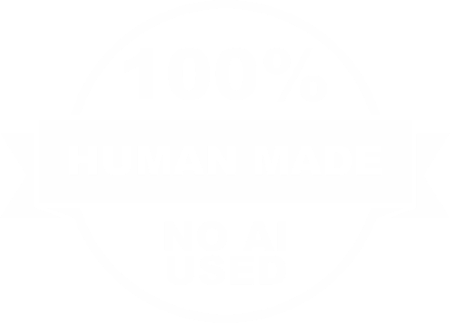 A logo declaring that this content is 100% human made, no AI used.